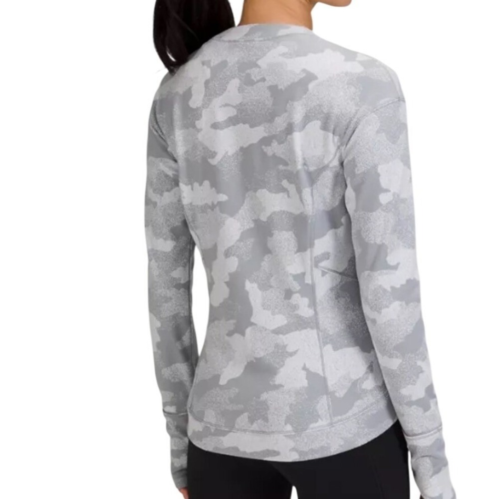 Lululemon Close to Crossing Rulu Long-Sleeve Shirt Camo 8 Athleisure Gray Gym - Picture 8 of 9